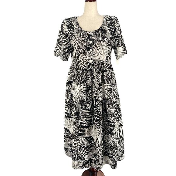 Vtg 80s 90s NOS Two Potato Laguna Beach A Line Midi Dress S Cotton Resort Wear - Picture 1 of 16